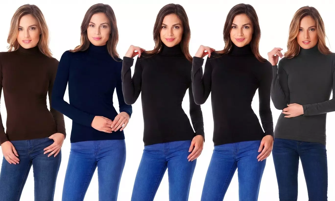 Pack de 5 camisetas térmicas de manga larga y cuello alto