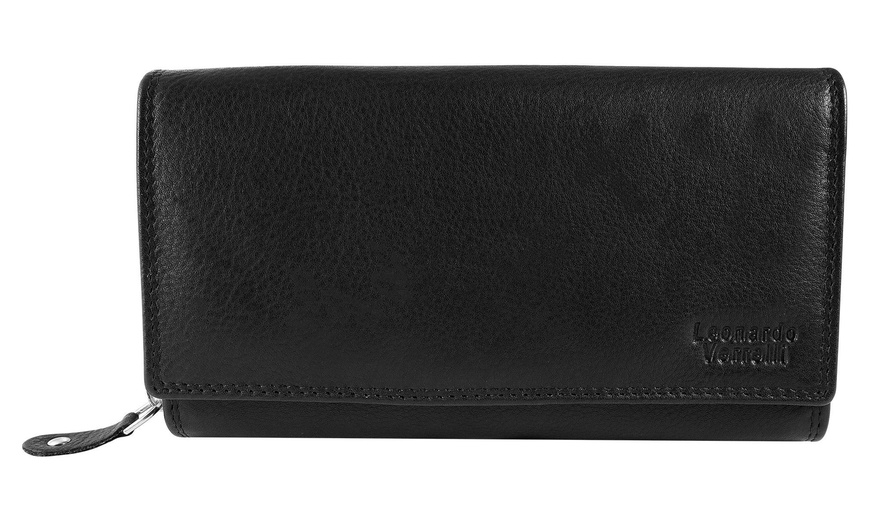 Image 25: Cartera de piel genuina para mujer Leonardo Verrelli