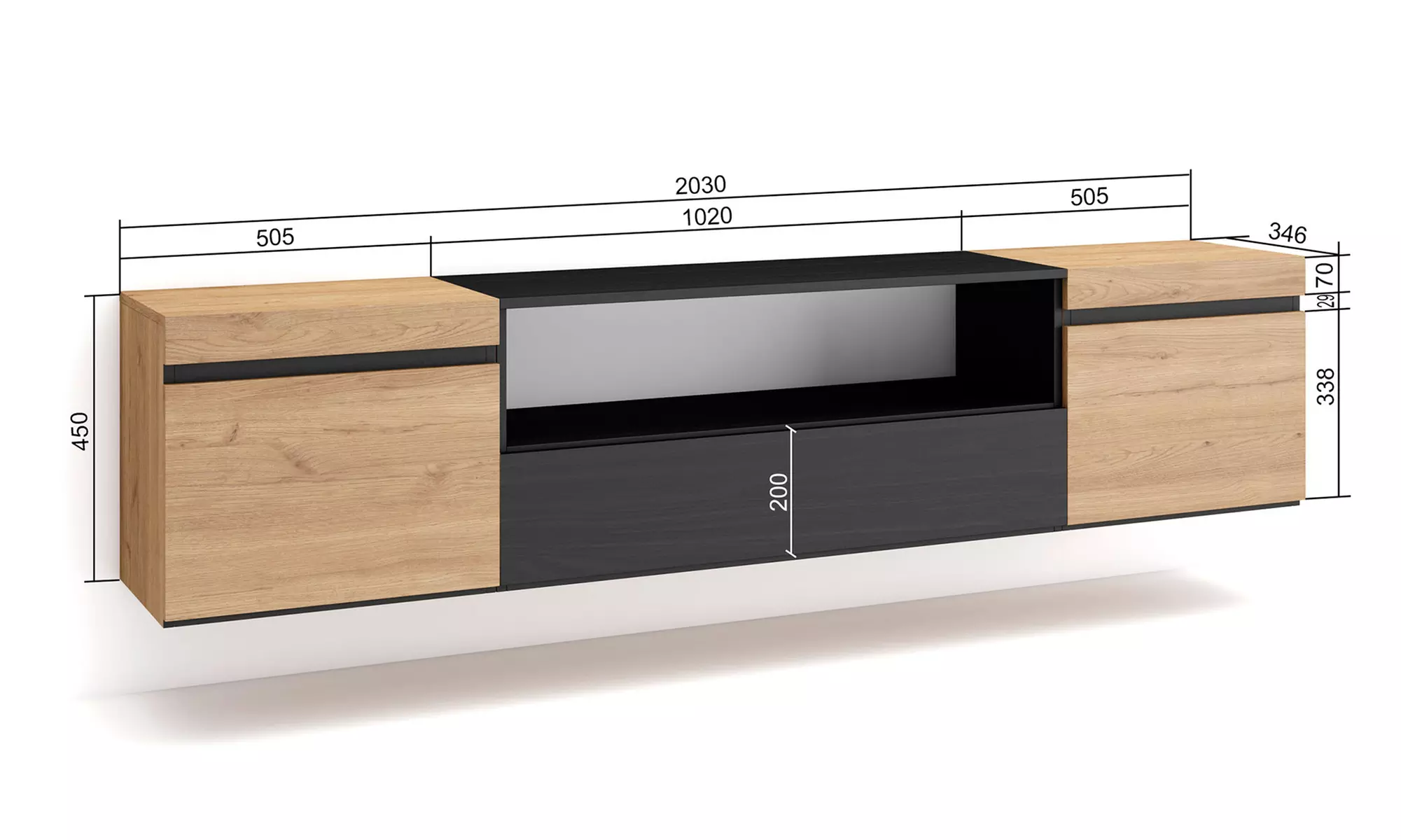 TV-Schrank mit/ohne LED-Elektrokamin