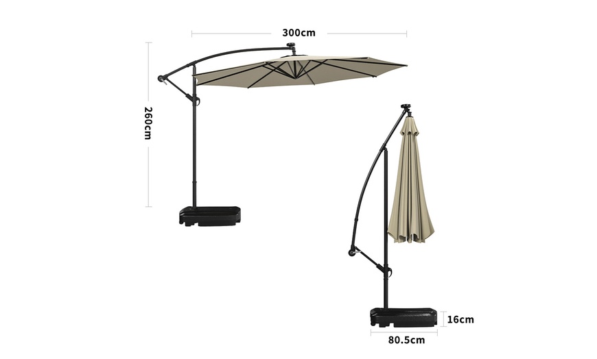 Image 6: Rotatable Solar Lighting Cantilever Parasol 