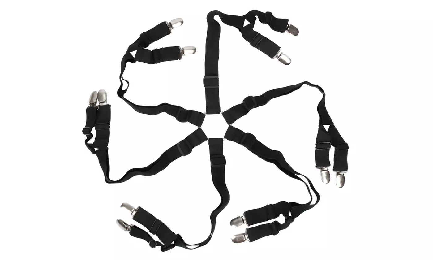 Bed Suspender Straps Mattress Fastener 6 Sides Holder Grippers Sheet Clips
