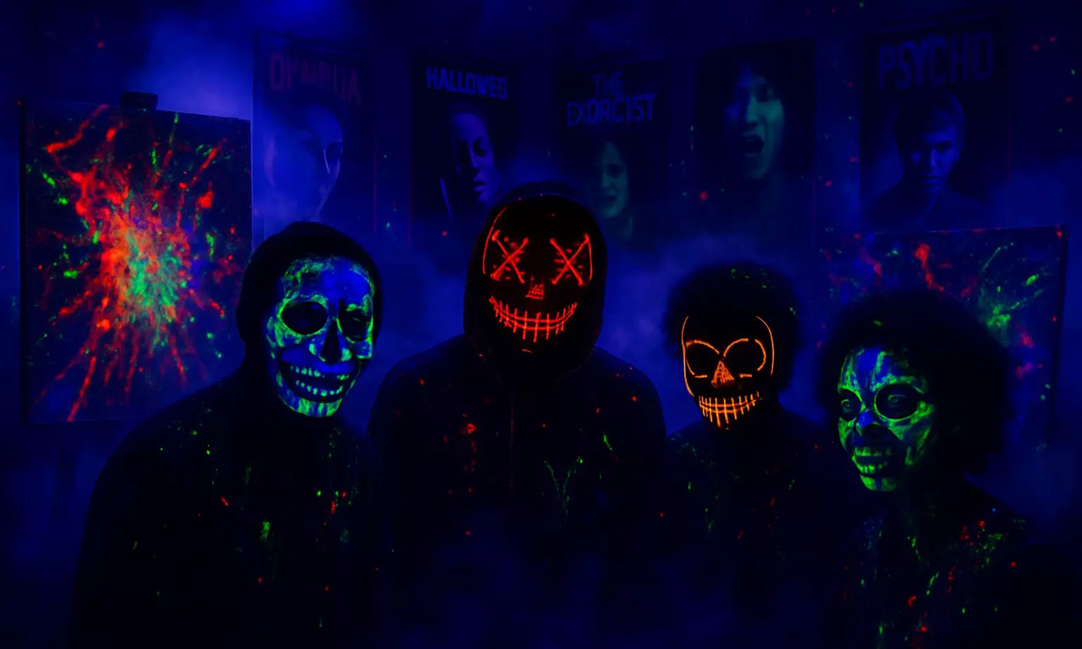 Halloween Glow Splatter Paint Party Room for One, Two, Four, or Six