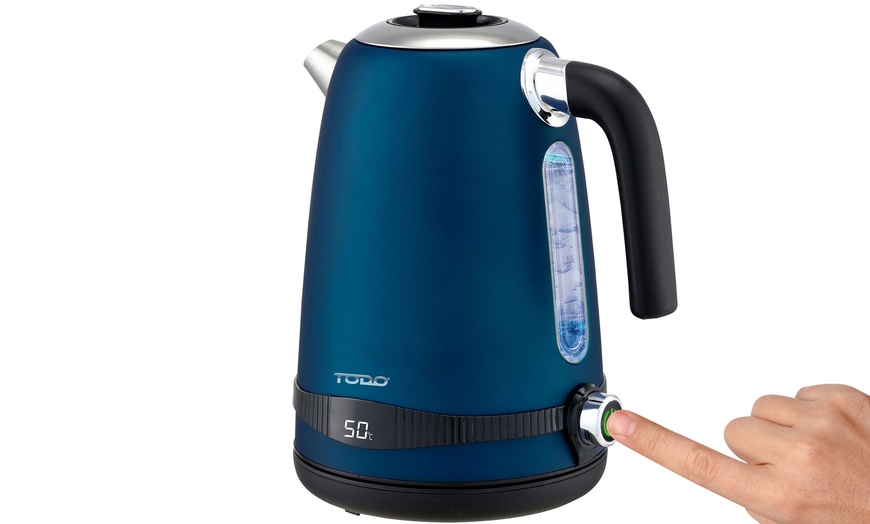 Image 9: TODO 1.7L Electric Cordless Kettle Stainless Steel/ Led Water Jug