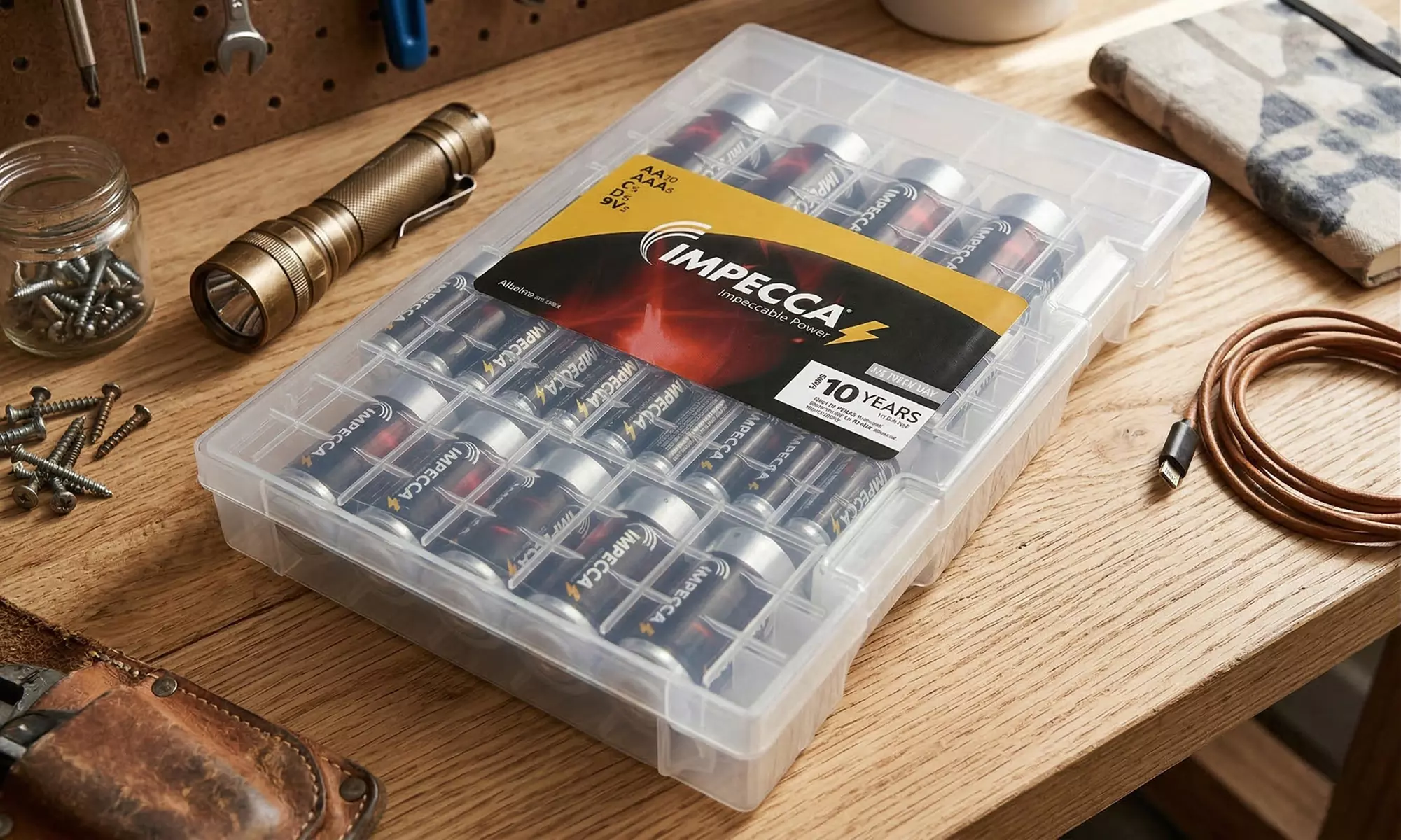 Impecca 40-Pack Alkaline Battery Mix with Hard Shell Storage Case