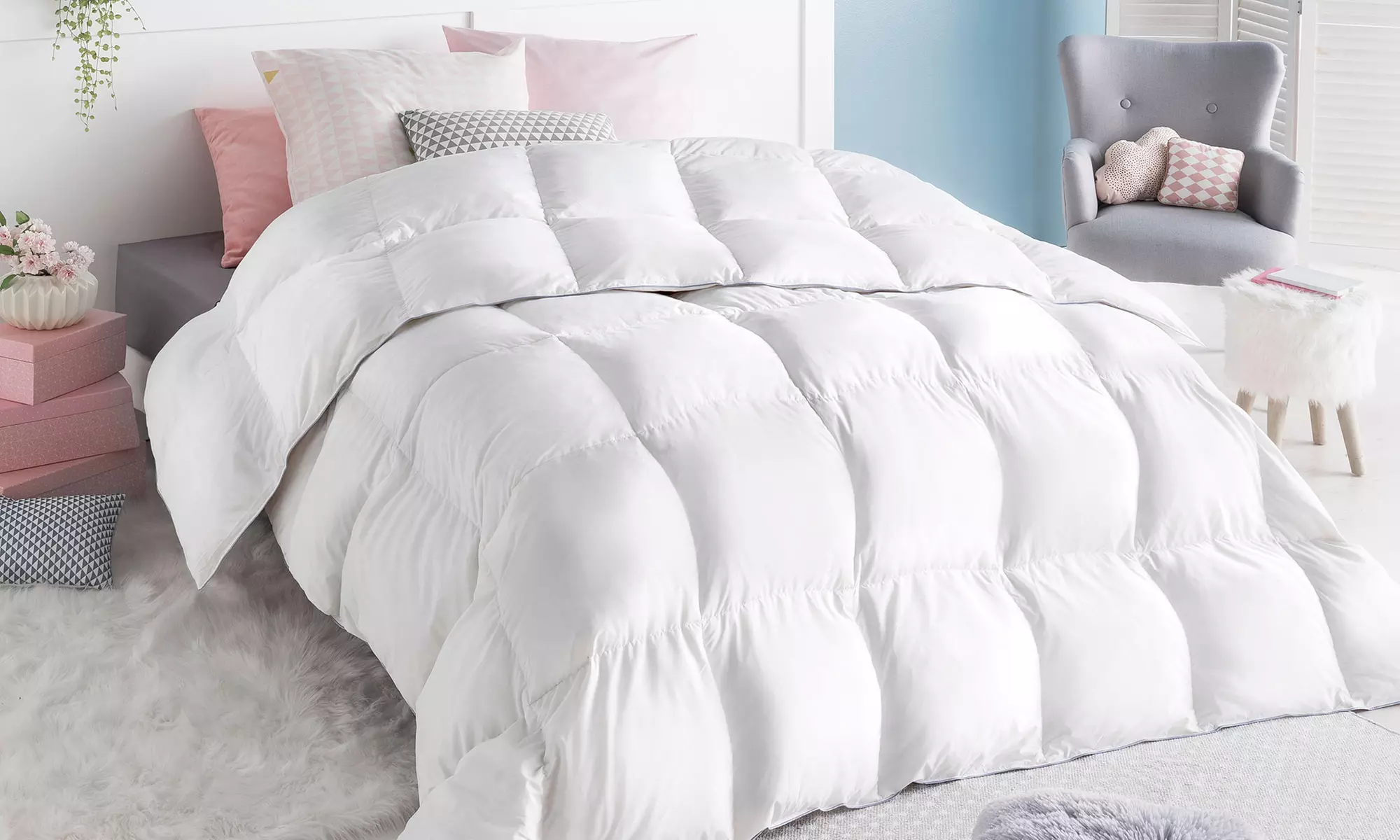 Couette 95% plume d’oie, 5% duvet d’oie 500g/m², avec ou sans oreillers, marque Colibri - Primary Image