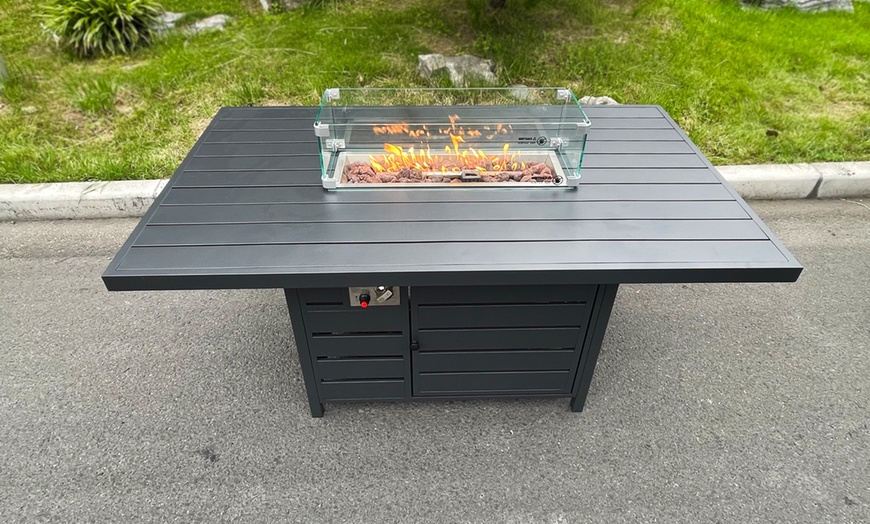 Image 6: Aluminum Gas Fire Pit Sofa Dining Set 