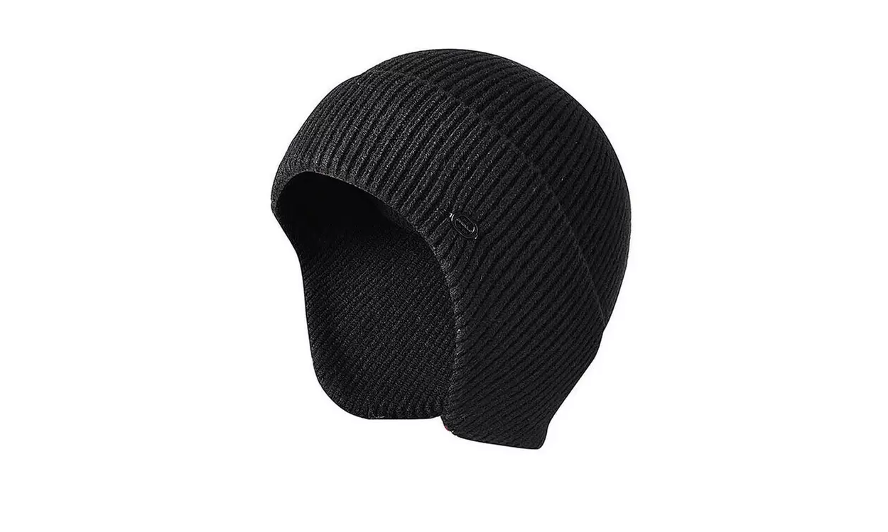 Men Plain Knit Winter Warm Fleece Cap Hat Beanie Ear Flaps Work Outdoor