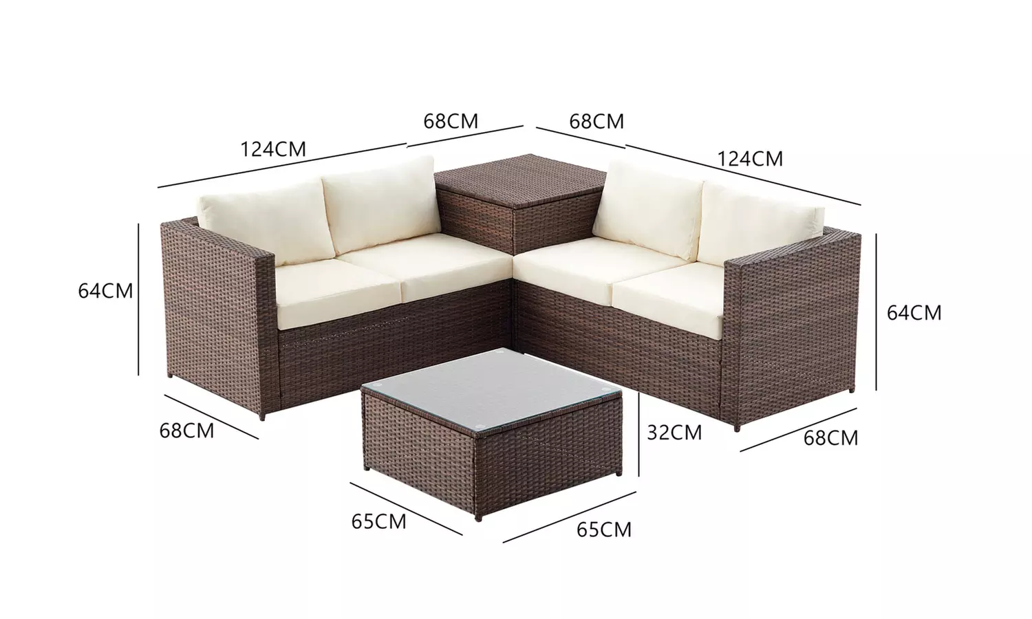 Salon de jardin 4 places Kocoon en résine tressée, modèle "Oacari"