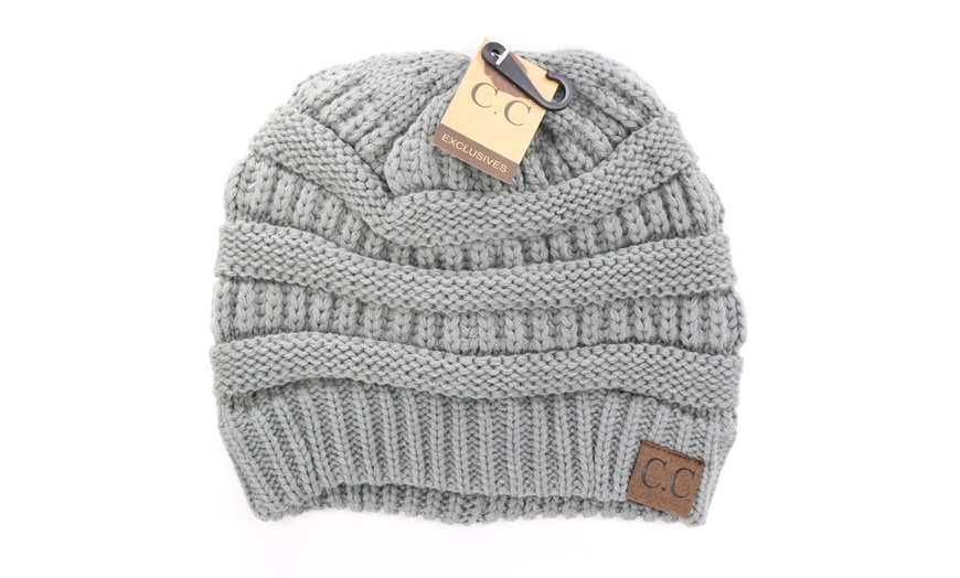 Image 22: Cheveux Corp. Women's Solid Classic CC Beanie 