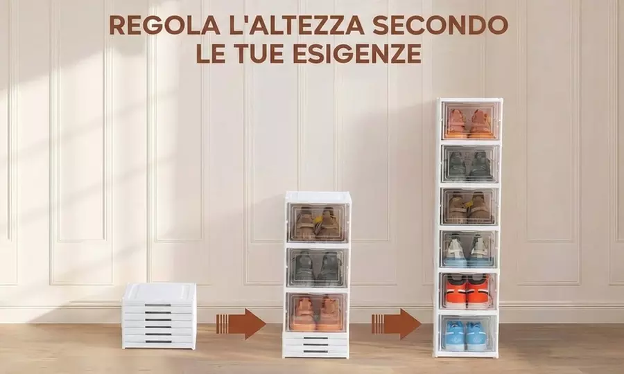 Organizador de zapatos con 6 cajas apilables