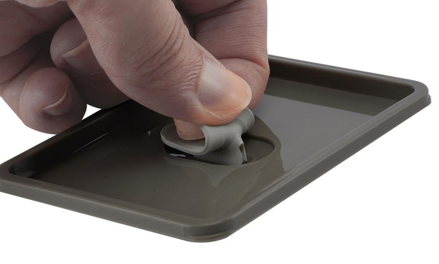 Image 5: Grey Dual-Layer Plastic Bento Lunch Box with Cutlery