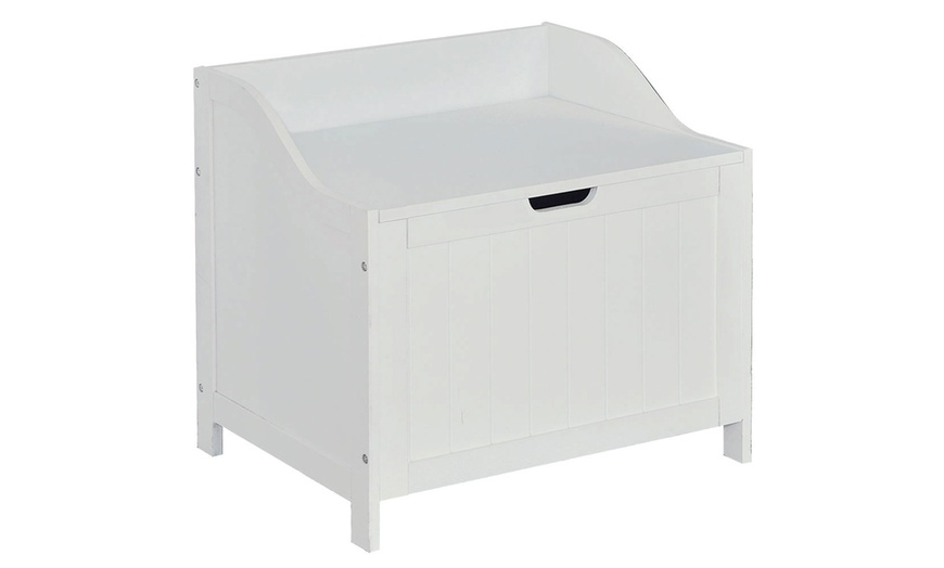 Image 3: White Wooden Laundry Hamper
