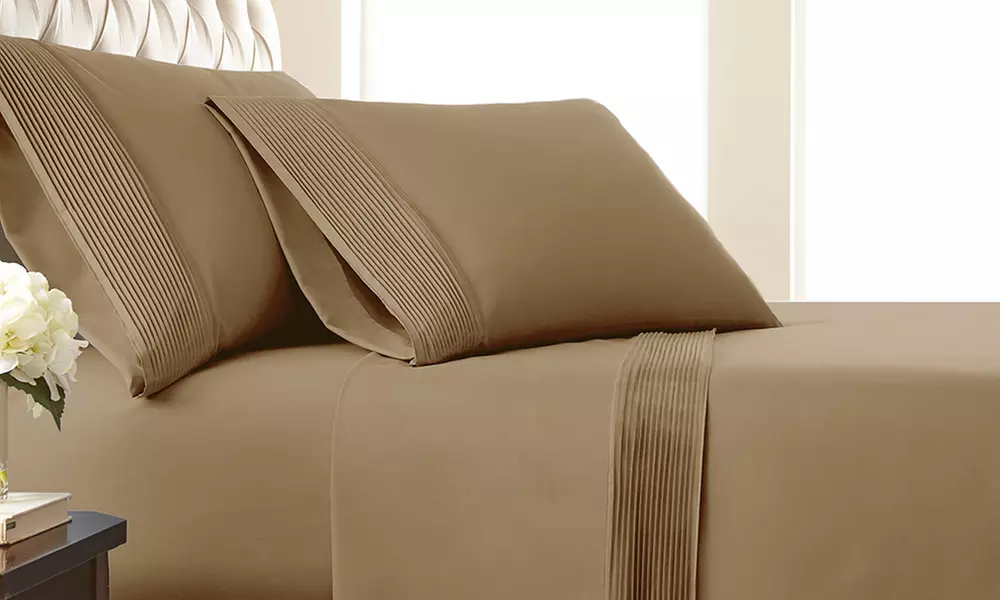 Premium Collection Double Brushed Extra Deep Pocket Pleated Sheet Set