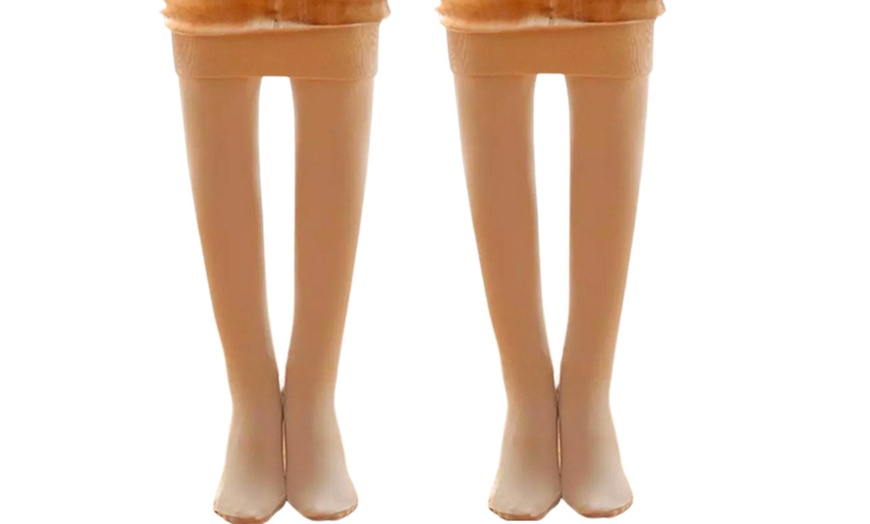 Image 7: One or Two Pairs of Thermal Tights with Fleece Lining