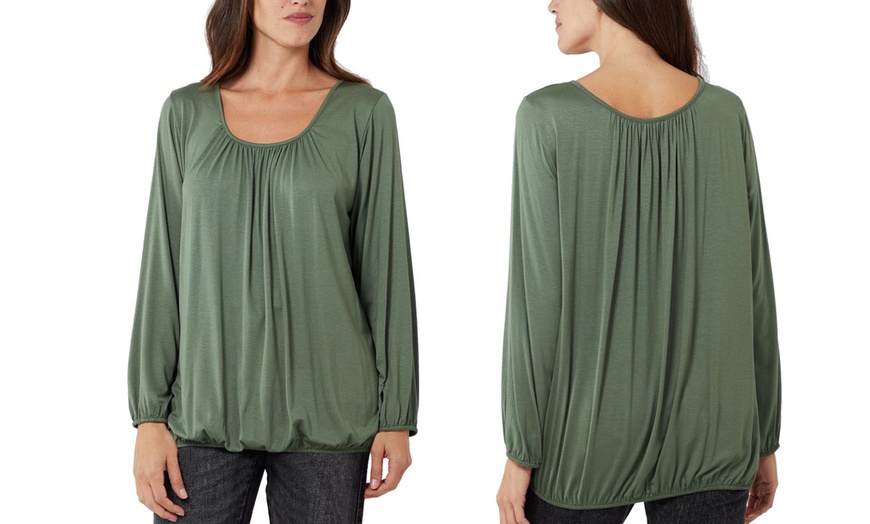 Image 9: Ladies Baggy Fit Ruched Neck Long Sleeve Top