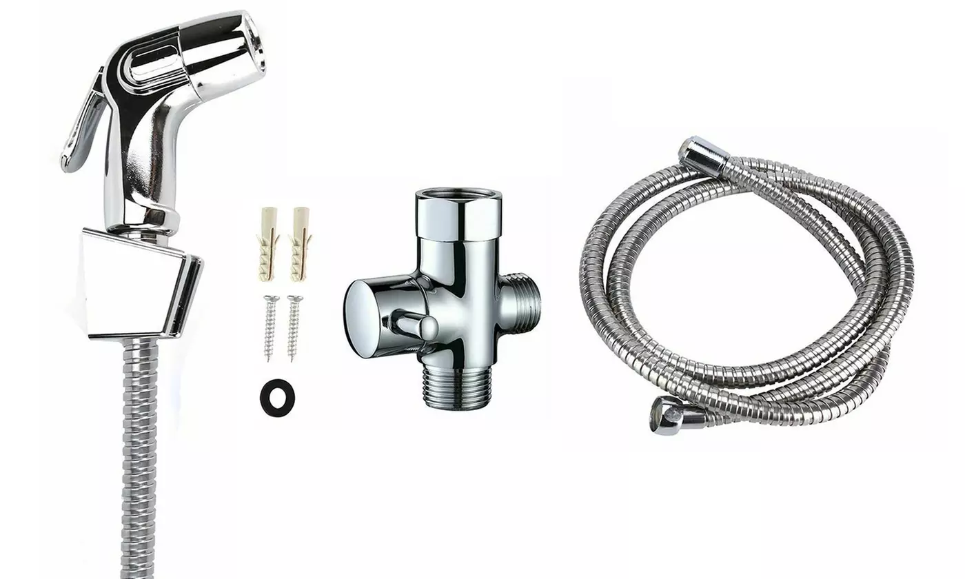 Bidet Sprayer Shattaf Toilet Hose Kit Stainless Brass 7/8 1/2 T-Adapter