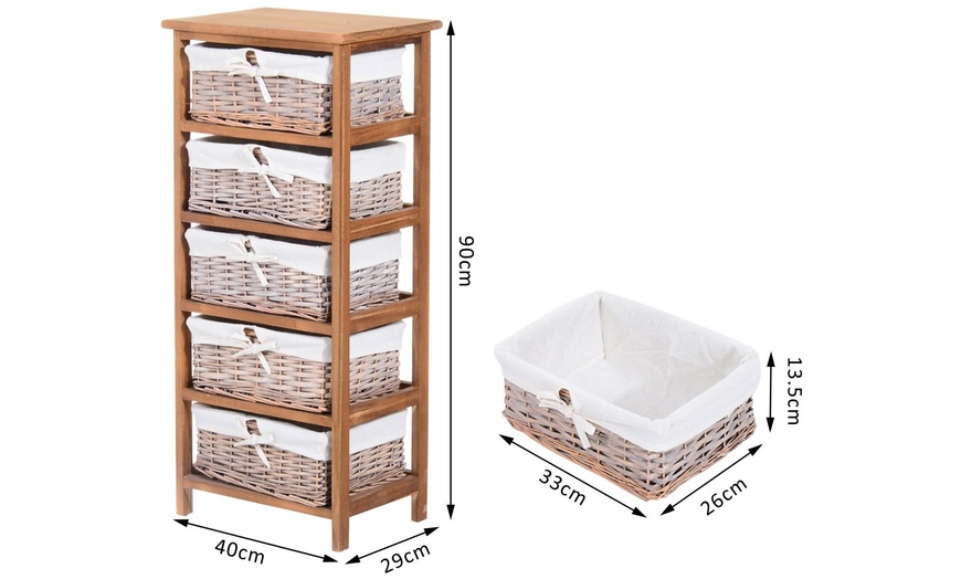 Image 17: HomCom Wicker Basket Drawers
