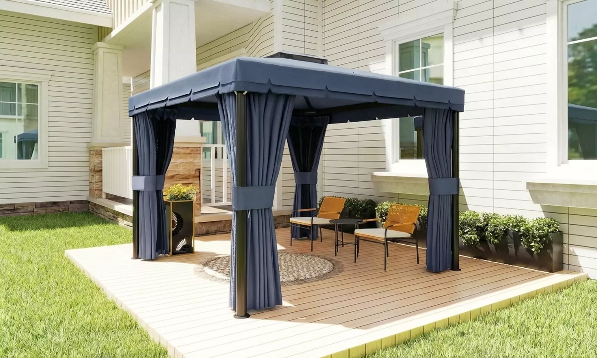 Outsunny 3m x 3m Outdoor Gazebo with Curtains and Netting