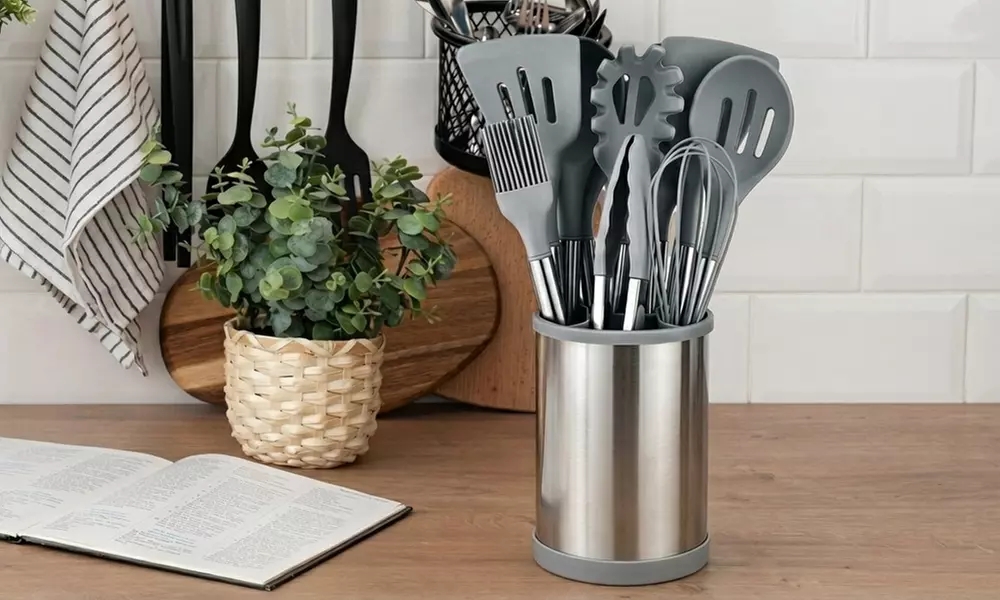 12-teiliges Küchenhelfer-Set aus Silikon mit Halter