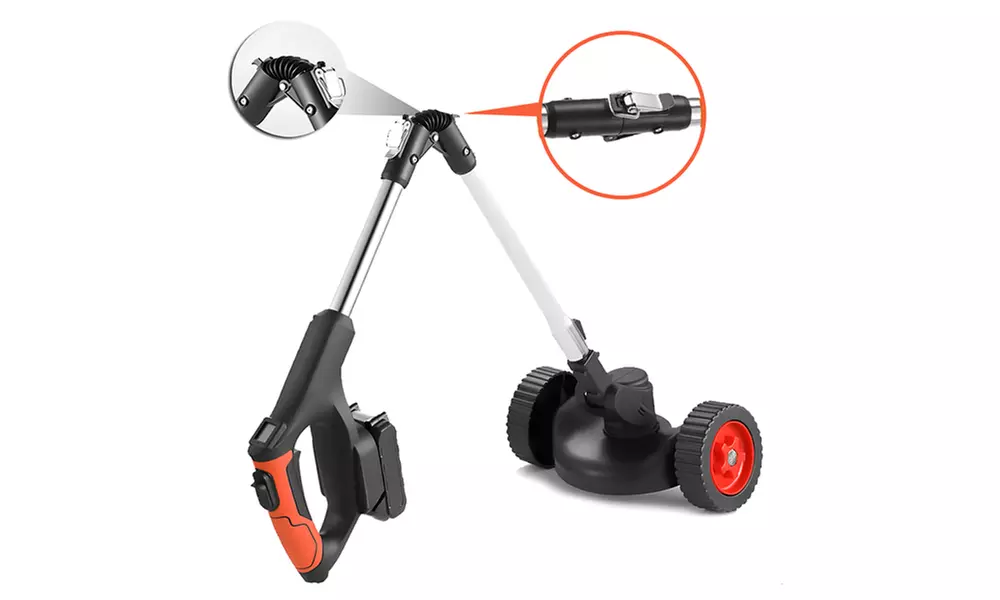 Faltbarer elektrischer Rasenmäher mit Rollen und 2 Akkus