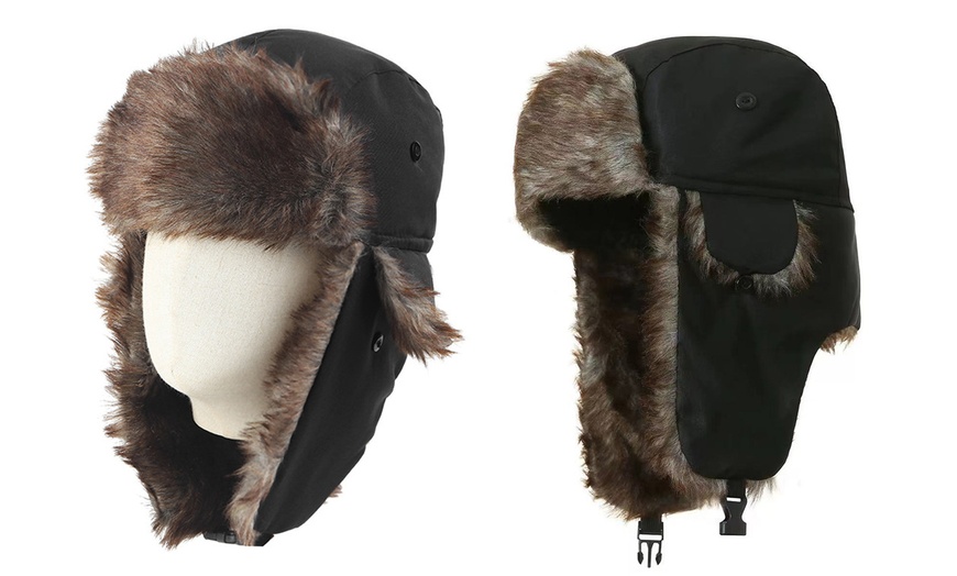 Image 2: Bonnet d'hiver ajustable avec doublure en fausse fourrure