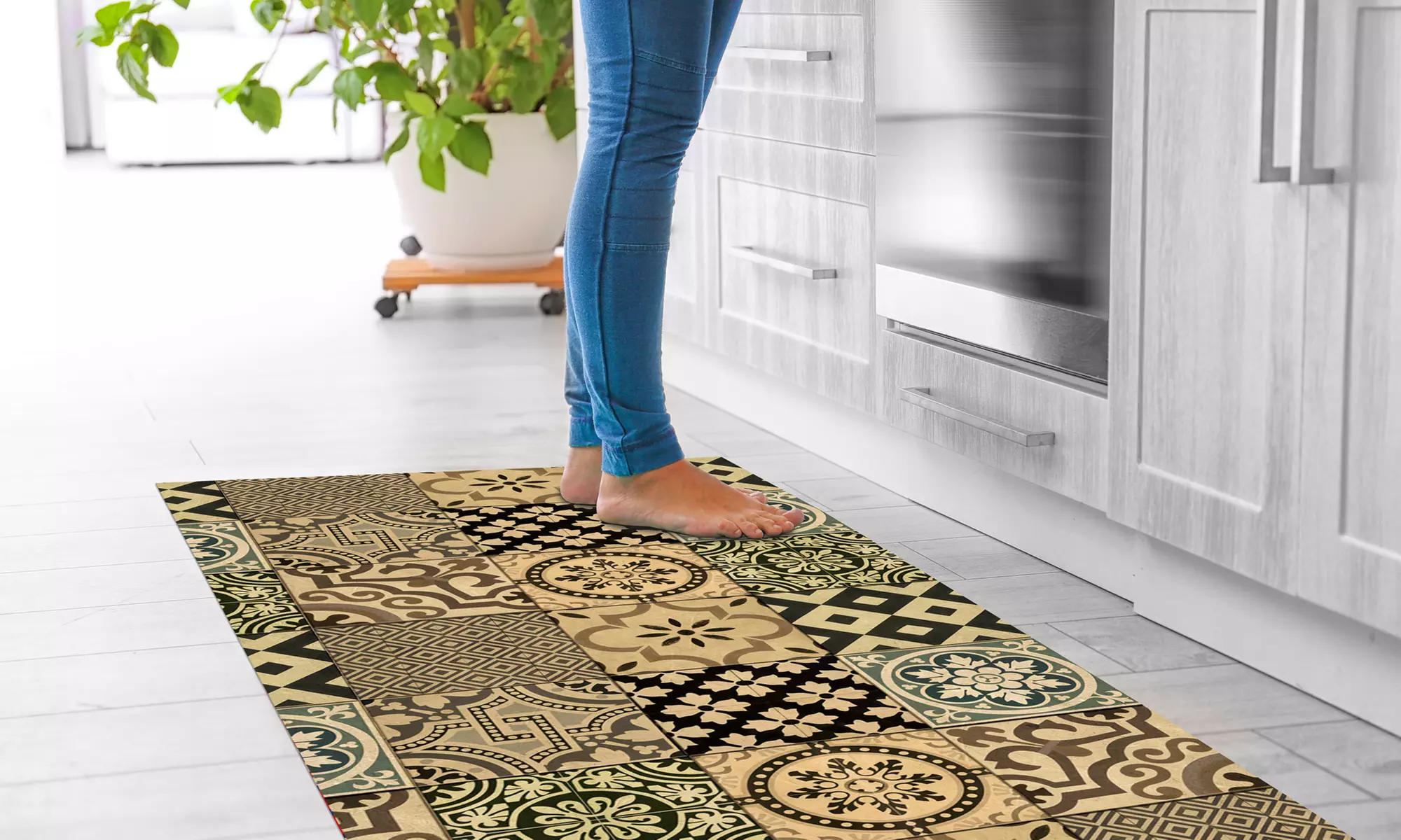 Non-Slip Kitchen Runner Rug with Digital Print