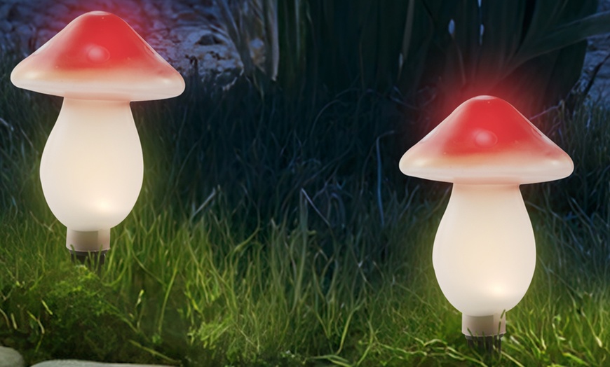 Image 4: Set of Three or Six Warm White Solar Mushroom Outdoor Garden Lights 