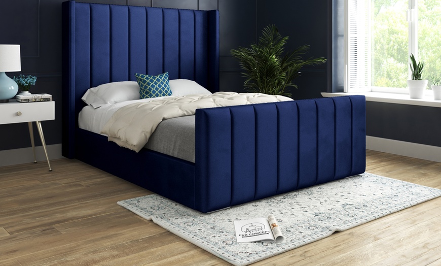 Image 10: DS Living Oxford Panel Upholstered Soft Velvet Bed