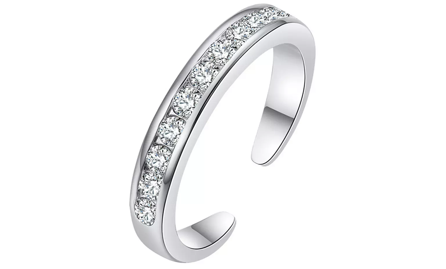 Sterling Silver Channel-Set Toe Ring with crystals from Swarovski