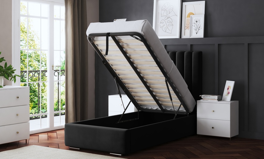 Image 11: Evangeline Panel Bed with Optional Ottoman Gas Lift Storage