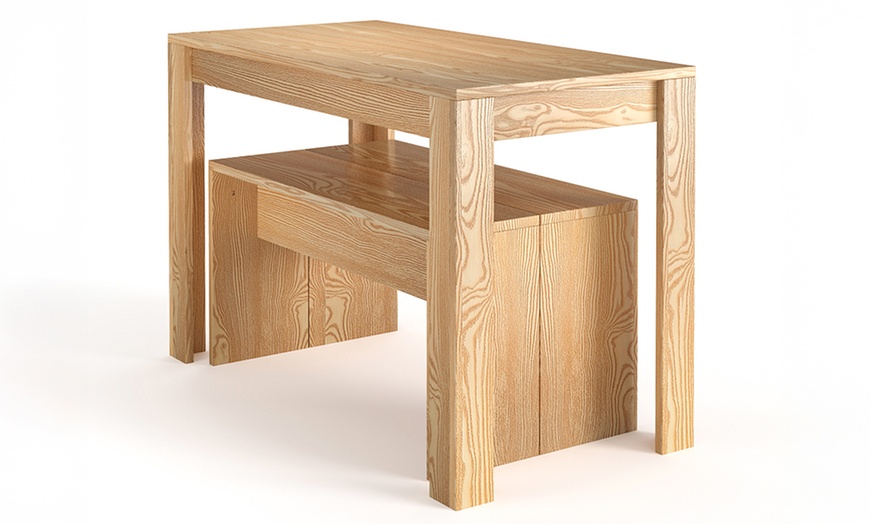 Image 6: Chipboard Three Pieces Dining Set with Table and Two Benches 