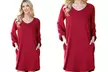 Riah Fashion Solid V-Neck Tunnel Long Sleeve Dress - Second Medium