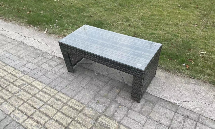 Image 3: Fimous U-Shaped Weather-Resistant Rattan-Effect Dining Set