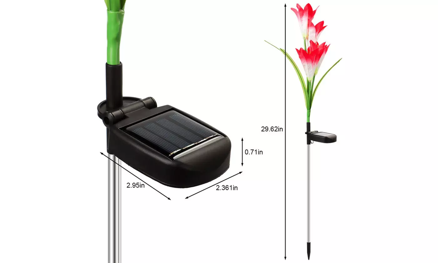 2 Pack Solar Garden Lights with Bigger Lily Flowers Color-Changing Outdoor Decor