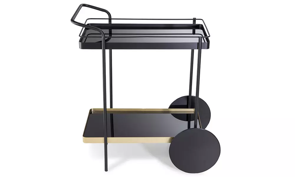 Desserte en métal noir avec effet miroir, modèle "Sublime", livraison offerte - Primary Image