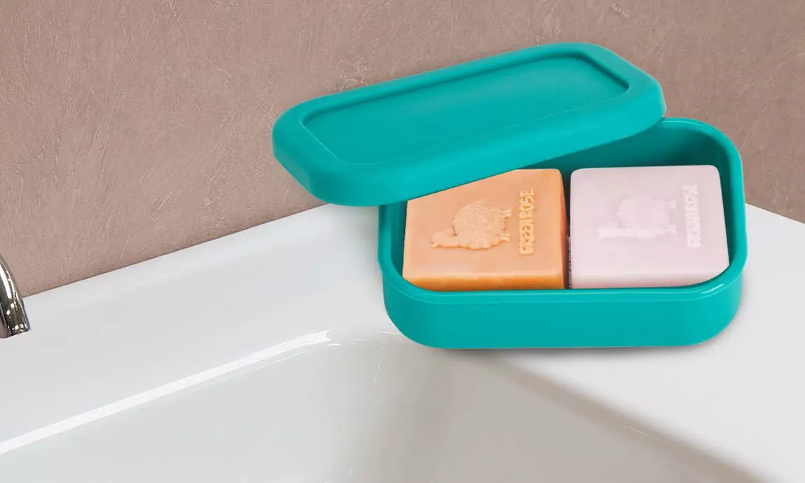 Leak Proof Silicone Soap Container with Draining Layer Portable Travel Soap Case