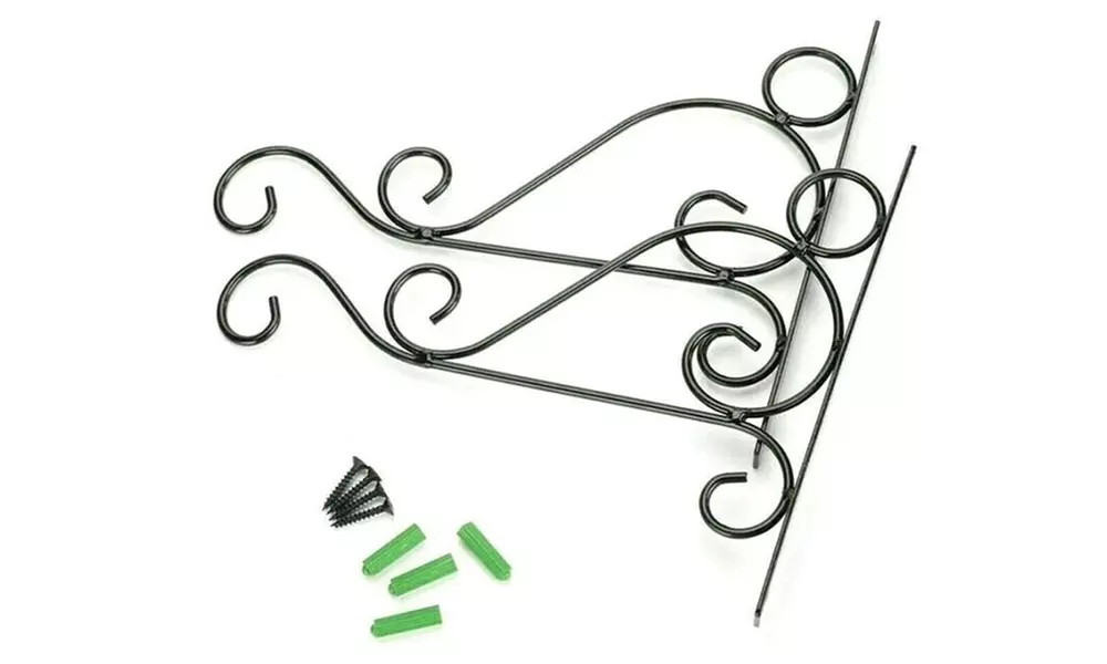 2Pcs Wall Hanger Heavy Duty Metal Hanging Basket Bracket Flower Pot Hook Hanger