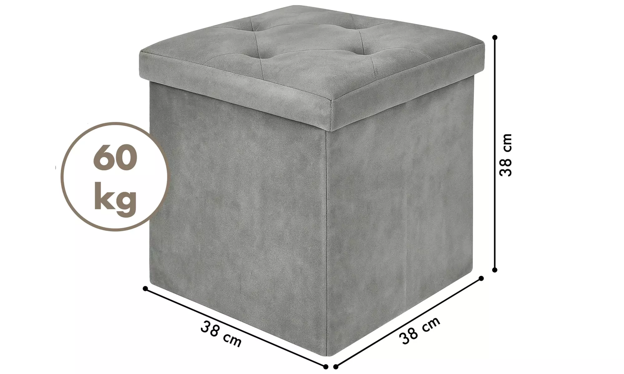 Pouf carré en velours Milo