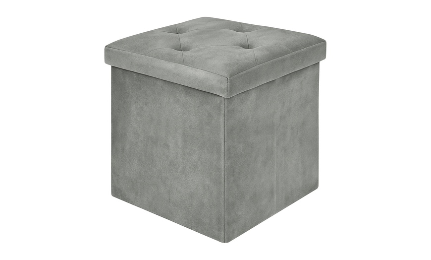 Image 10: Puff cuadrado con tapizado de terciopelo