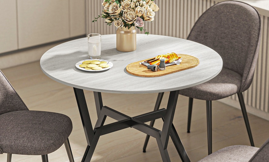 Image 17: Small Kitchen Table with Black Steel Legs, Dining Table