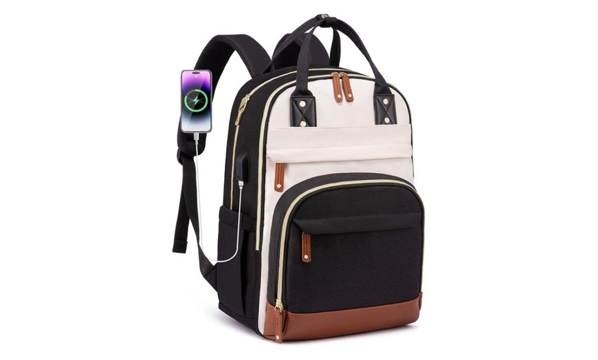 Image 3: Versatile Waterproof Travel Backpack with USB Charging Port