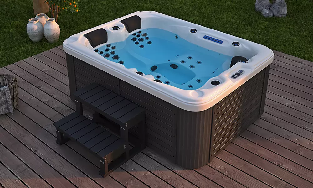 Home Deluxe Outdoor Whirlpool BEACH, optional mit Treppe & Abdeckung