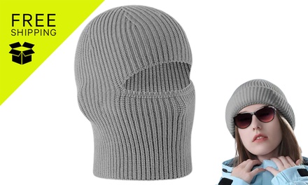 2-in-1 Balaclava Ski Mask Beanie Hat - Beige