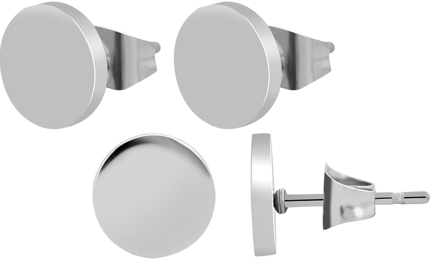 Image 19: Pendientes elegantes de acero inoxidable tipo botón