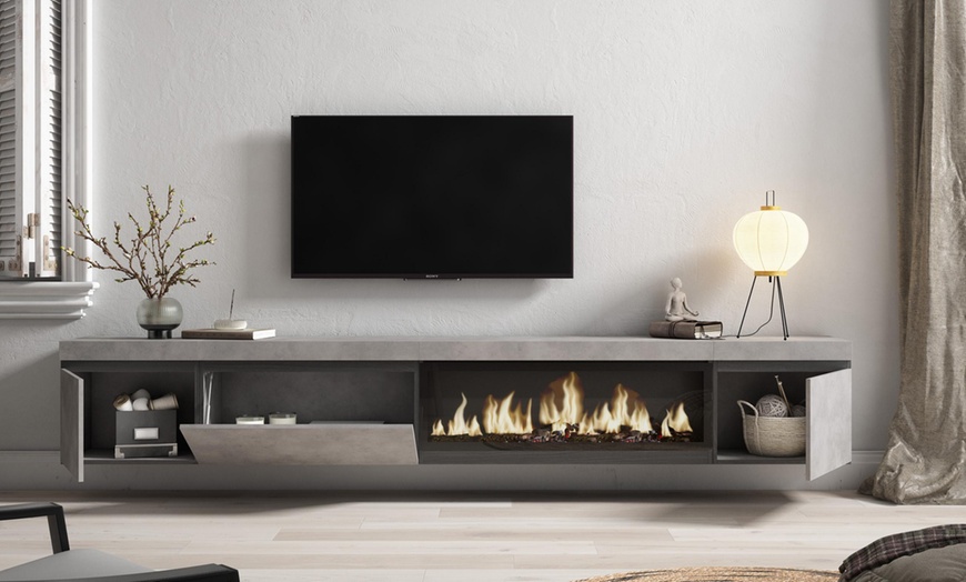 Image 21: Mueble TV '' Cozy'' con Chimenea Eléctrica XXL opcional y almacenaje