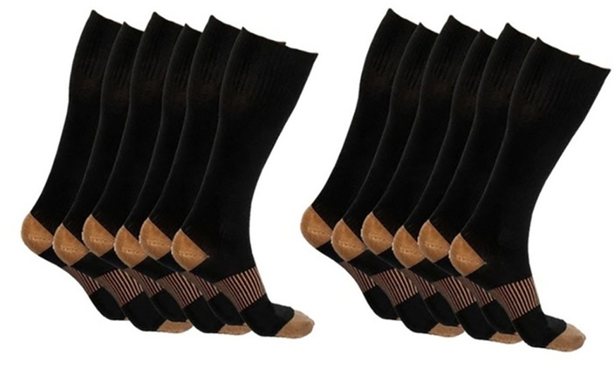 Image 1: 5 pack Copper-Infused Compression Socks