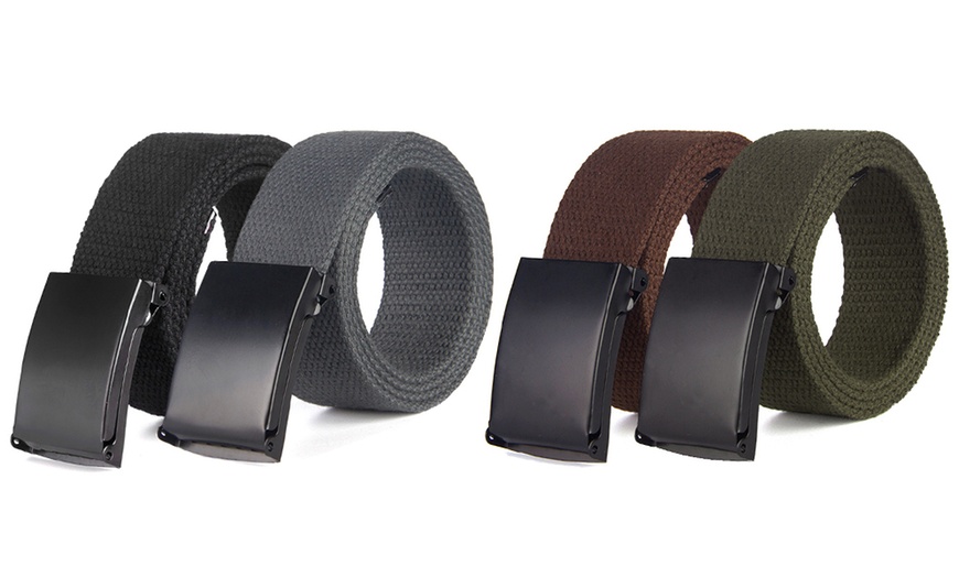 Image 1: Unisex Canvas Belt Two-Pack