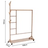 Image 2: Brown Bamboo Garment Rack with Wheels and  Bottom Shelf