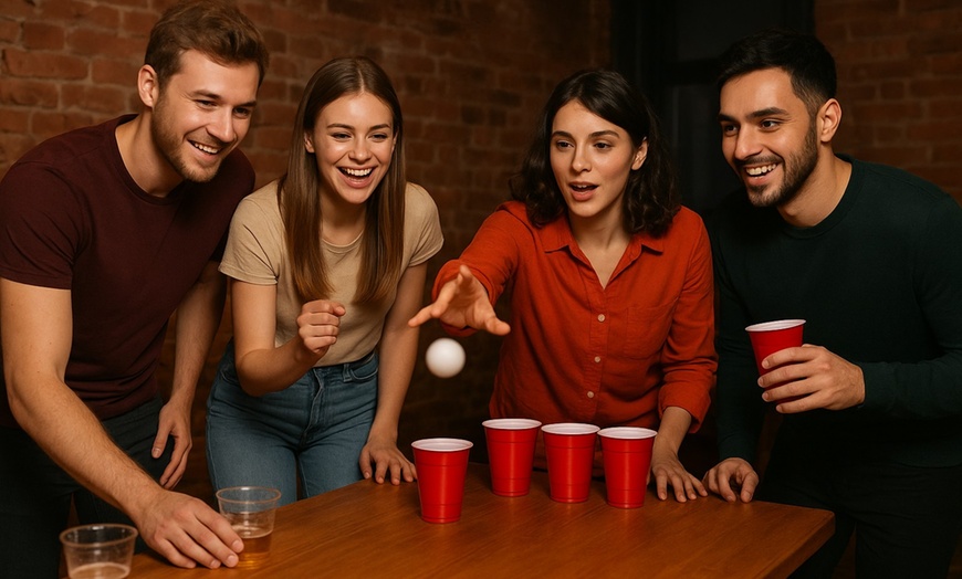 Image 1: 1 Std. Beer Pong, opt. mit Nagelspiel oder 2 Pizzen für bis zu 8 Pers.