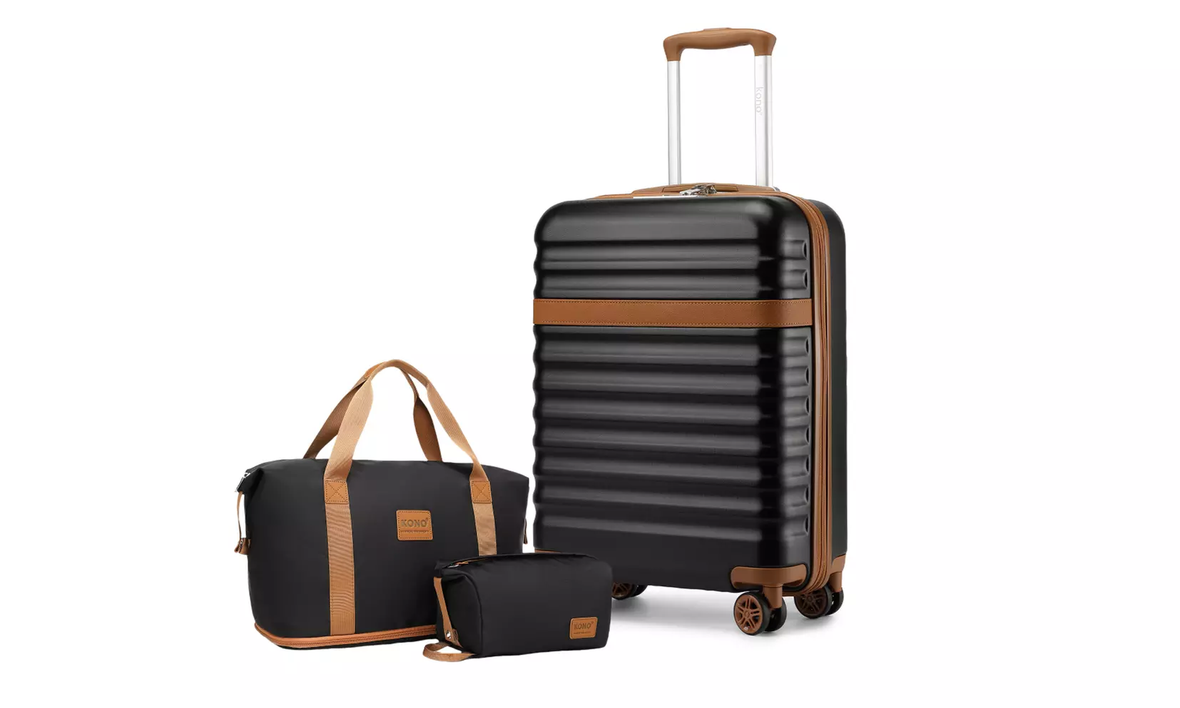 Conjunto de viaje con maleta rígida de cabina, bolsa de mano y neceser